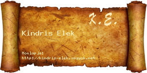 Kindris Elek névjegykártya